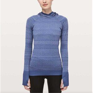 Lululemon Rest Less Long Sleeve Hooded Blue Top Women 4